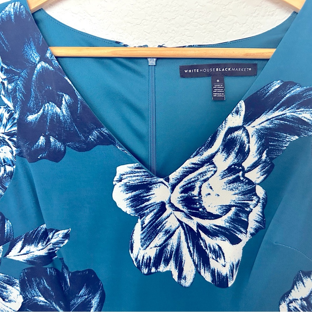 Green blue floral elegant dress.